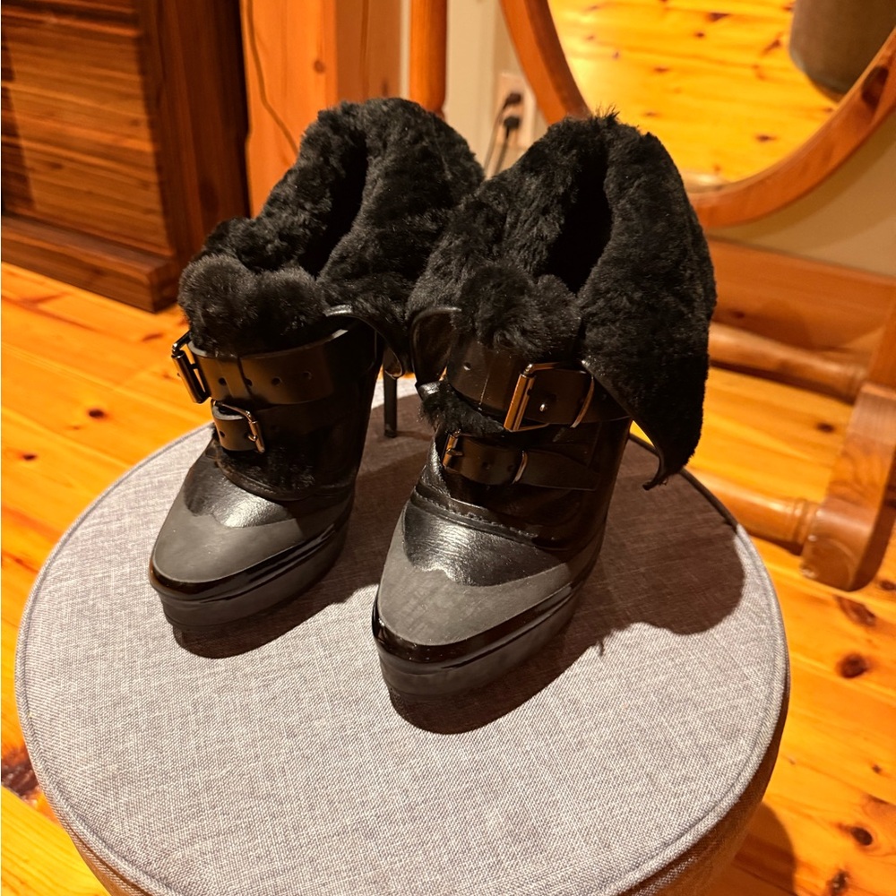 Burberry Black Ankle Boots with Buckle Detail